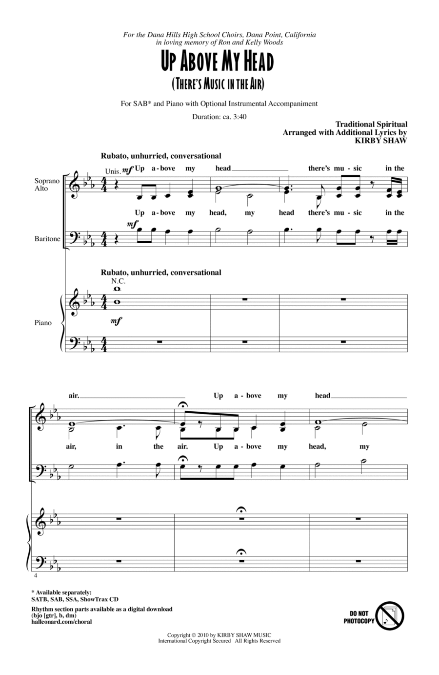 Up Above My Head (There's Music In The Air) 3-Part scores gallery preview page 1