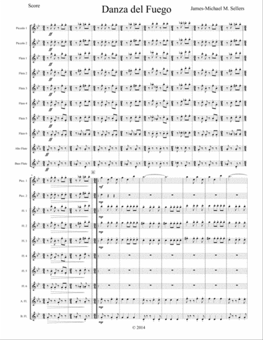 Danza del Fuego (for Flute Choir with Piccolo duet)