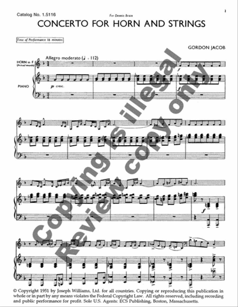 Concerto for Horn & Strings (or Band) Orchestra scores gallery preview page 3