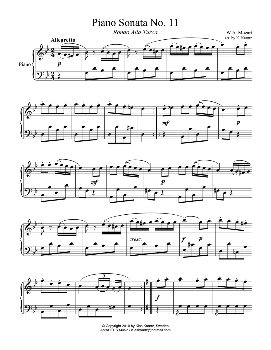 Mozart for easy piano solo - 4 short pieces Piano Method scores gallery preview page 2
