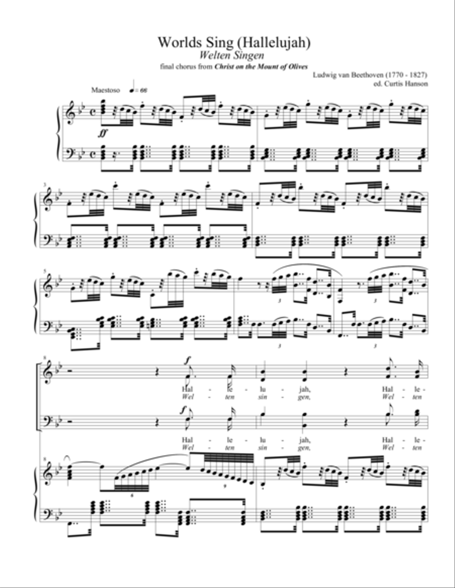 Worlds Sing (Hallelujah from the Mount of Olives - SATB) 4-Part scores gallery preview page 1