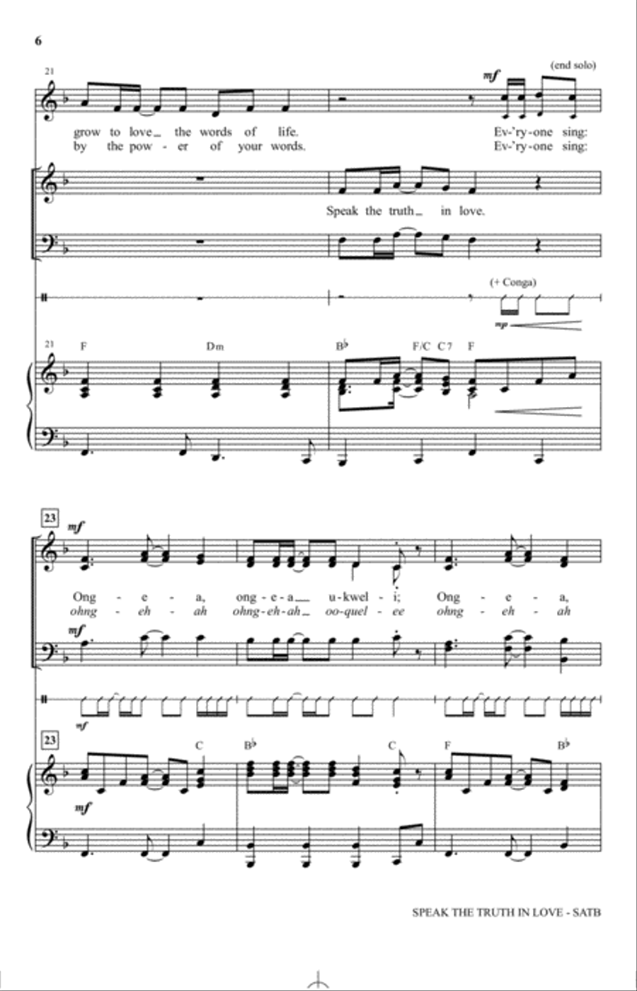 Speak The Truth In Love (Ongea) Choir scores gallery preview page 5
