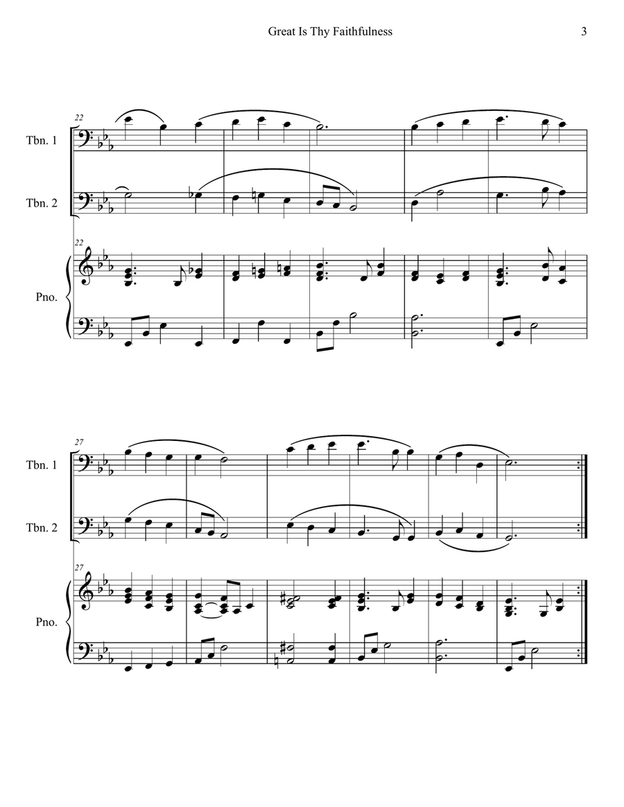 Great Is Thy Faithfulness Trombone Duet scores gallery preview page 3
