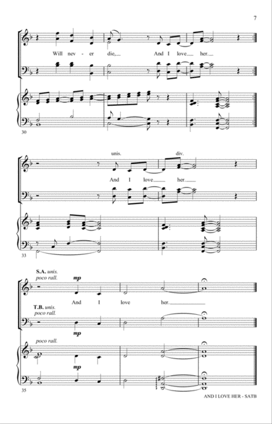 And I Love Her (arr. Philip Lawson) 4-Part scores gallery preview page 5