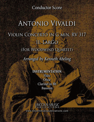 Book cover for Vivaldi - Violin Concerto in G minor RV 317 - II. Largo (for Woodwind Quartet)