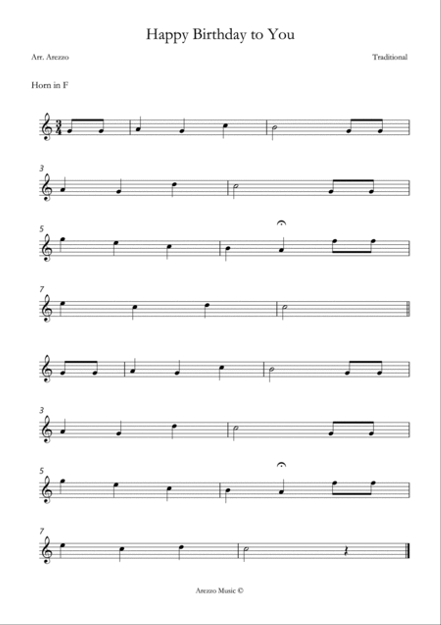 happy birthday to you easy French Horn and Cello sheet music Chamber Music scores gallery preview page 2