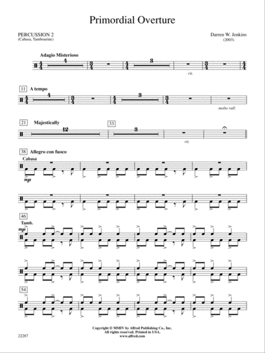 Primordial Overture: 2nd Percussion Concert Band scores gallery preview page 1