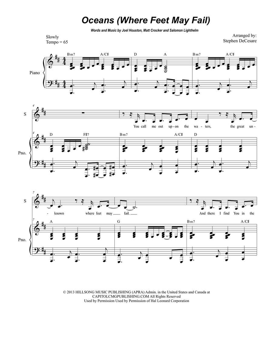 Oceans (Where Feet May Fail) Vocal Duet scores gallery preview page 1