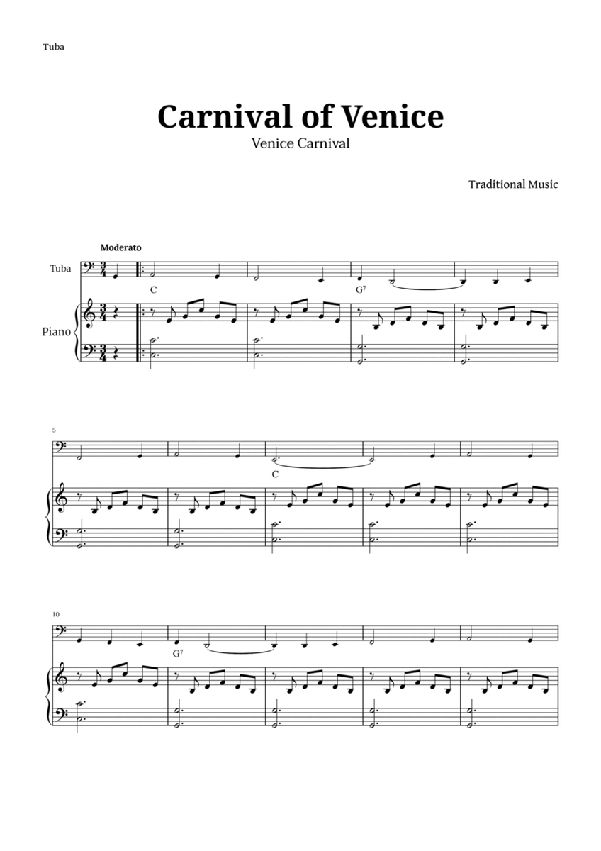 Carnival of Venice for Tuba and Piano image number null
