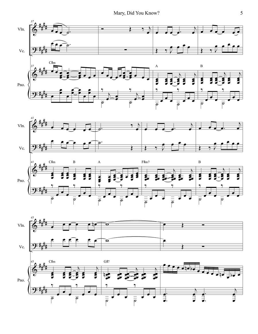 Mary, Did You Know? Piano Trio scores gallery preview page 5