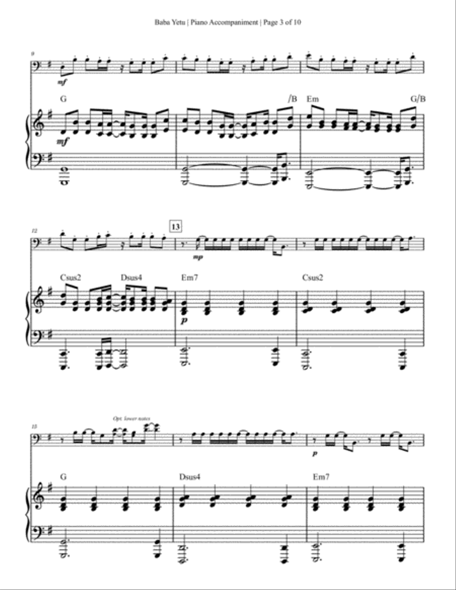 Baba Yetu Large Ensemble scores gallery preview page 3