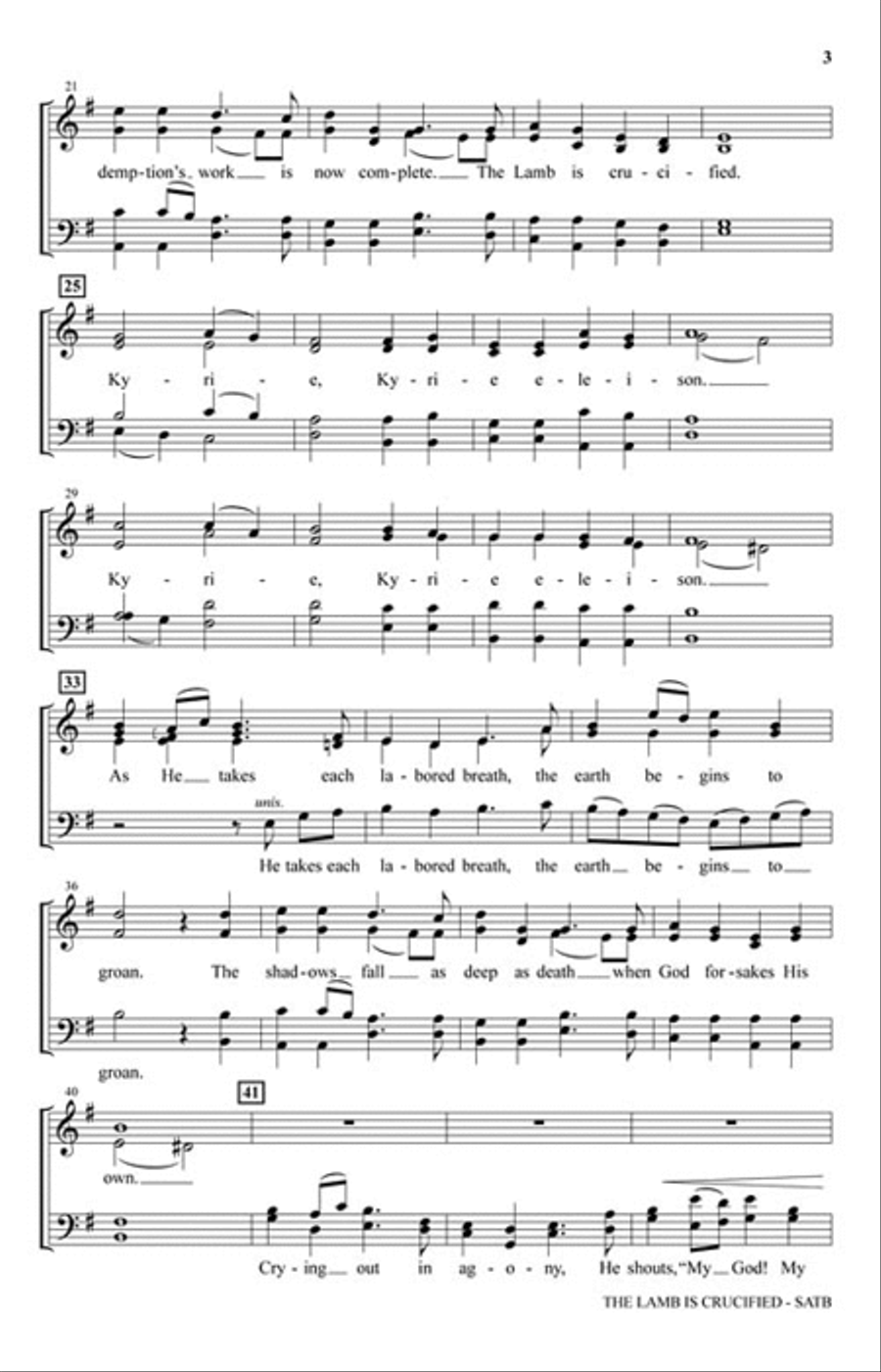 The Lamb Is Crucified 4-Part scores gallery preview page 3