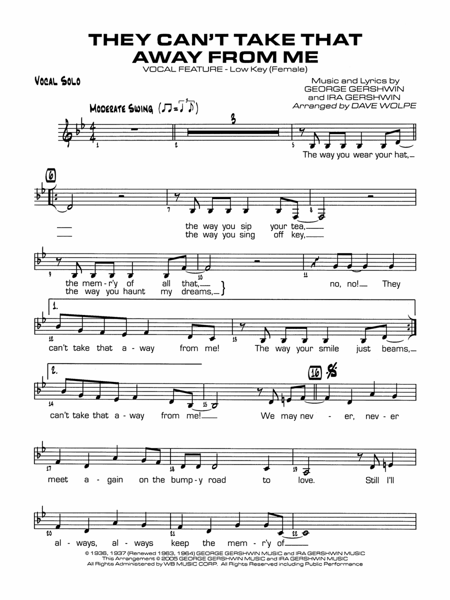 They Can't Take That Away from Me: Vocal Solo