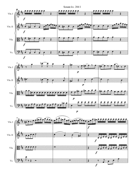 Mozart Sonata kv. 284 for String quartet image number null