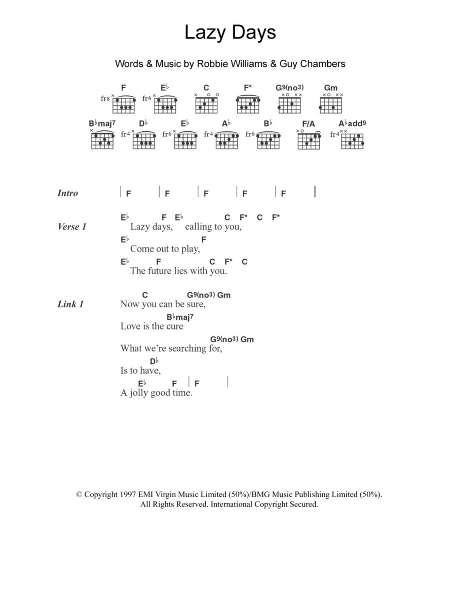 Lazy Days Acoustic Guitar scores gallery preview page 1