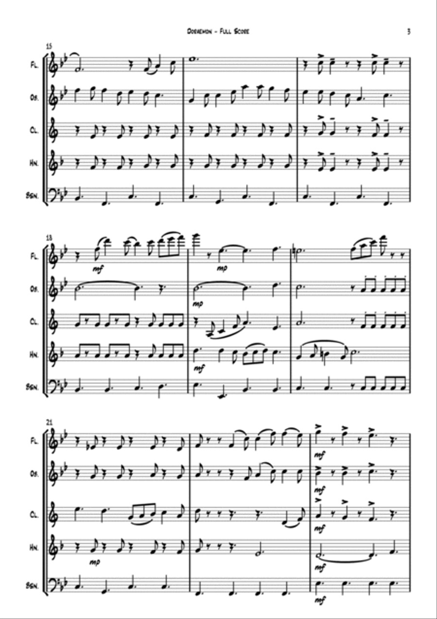 Doraemon Woodwind Quintet scores gallery preview page 5