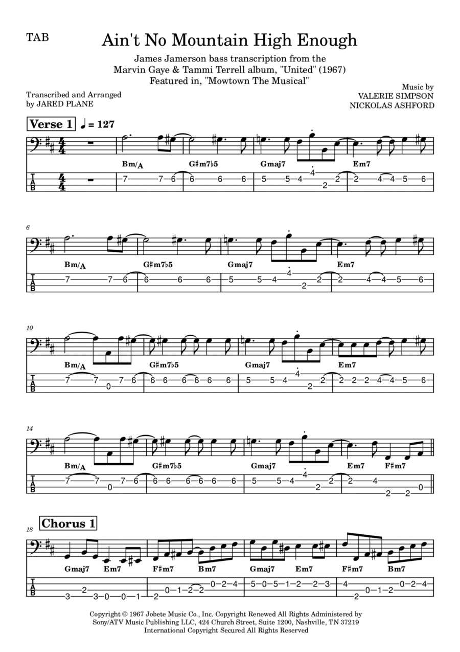 Ain't No Mountain High Enough Guitar Tablature scores gallery preview page 1