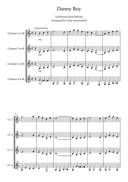 Danny Boy - Easy Clarinet Quartet image number null