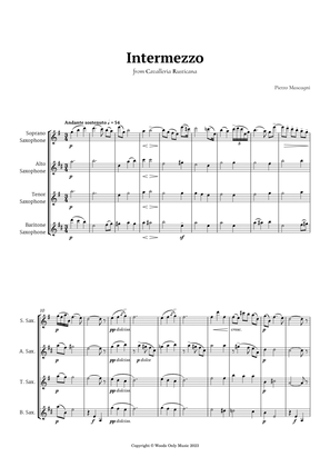 Intermezzo from Cavalleria Rusticana by Mascagni for Saxophone Quartet