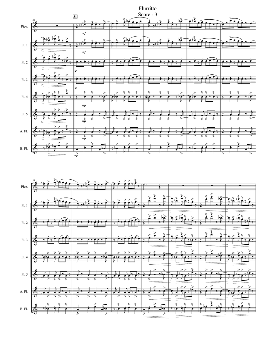 Flurrito (for Flute Choir) Flute Choir scores gallery preview page 3