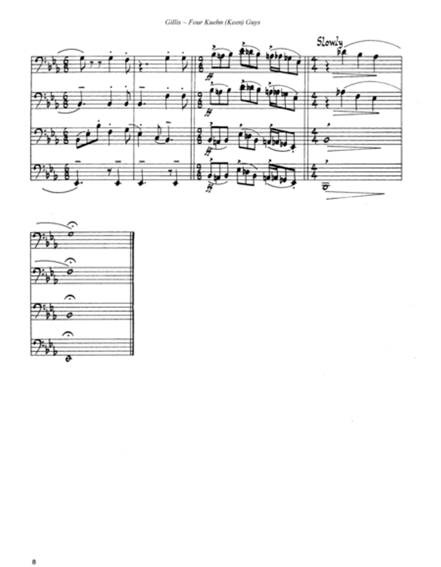 Four Kuehn (Keen) Guys for Tuba Quartet or Bass Trombone Quartet Trombone Quartet scores gallery preview page 5