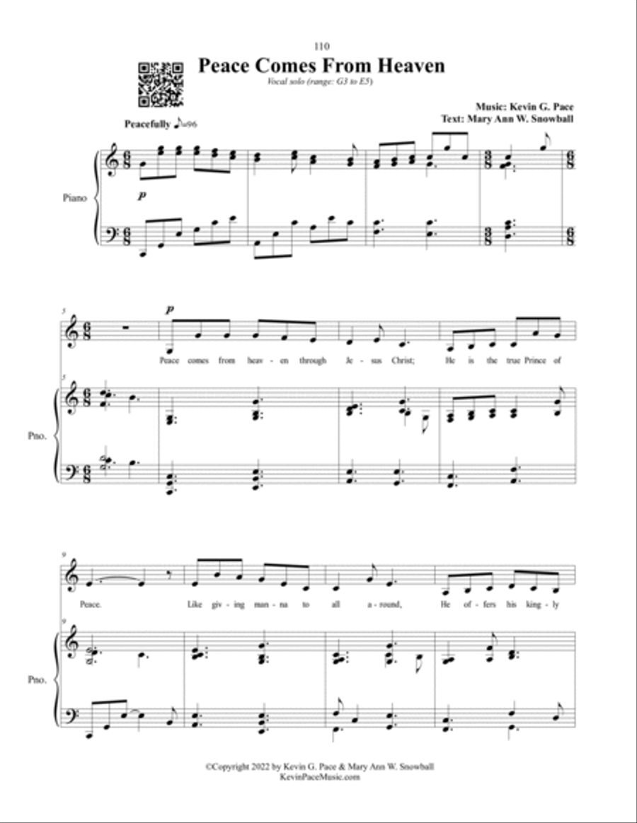 Peace Comes From Heaven, sacred vocal solo Voice Solo scores gallery preview page 2