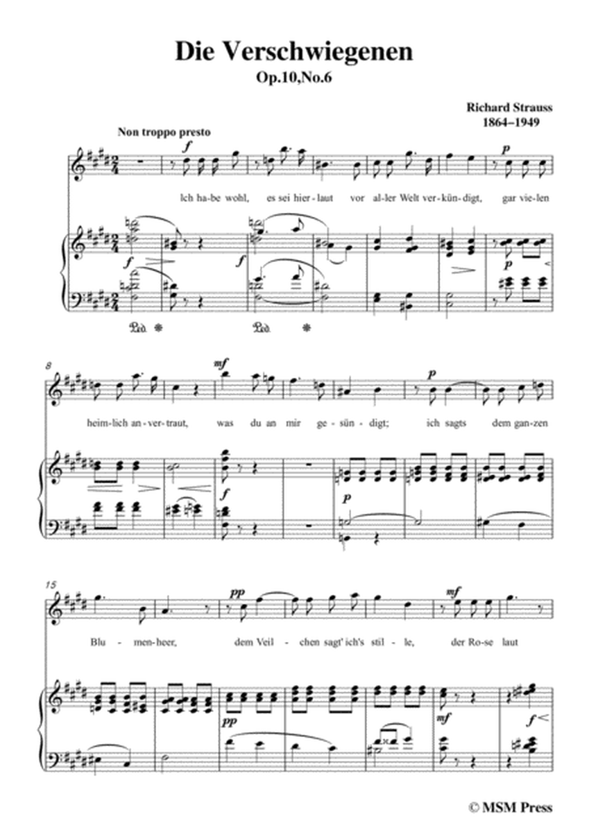 Richard Strauss-Die Verschwiegenen in c sharp minor,for Voice and Piano image number null