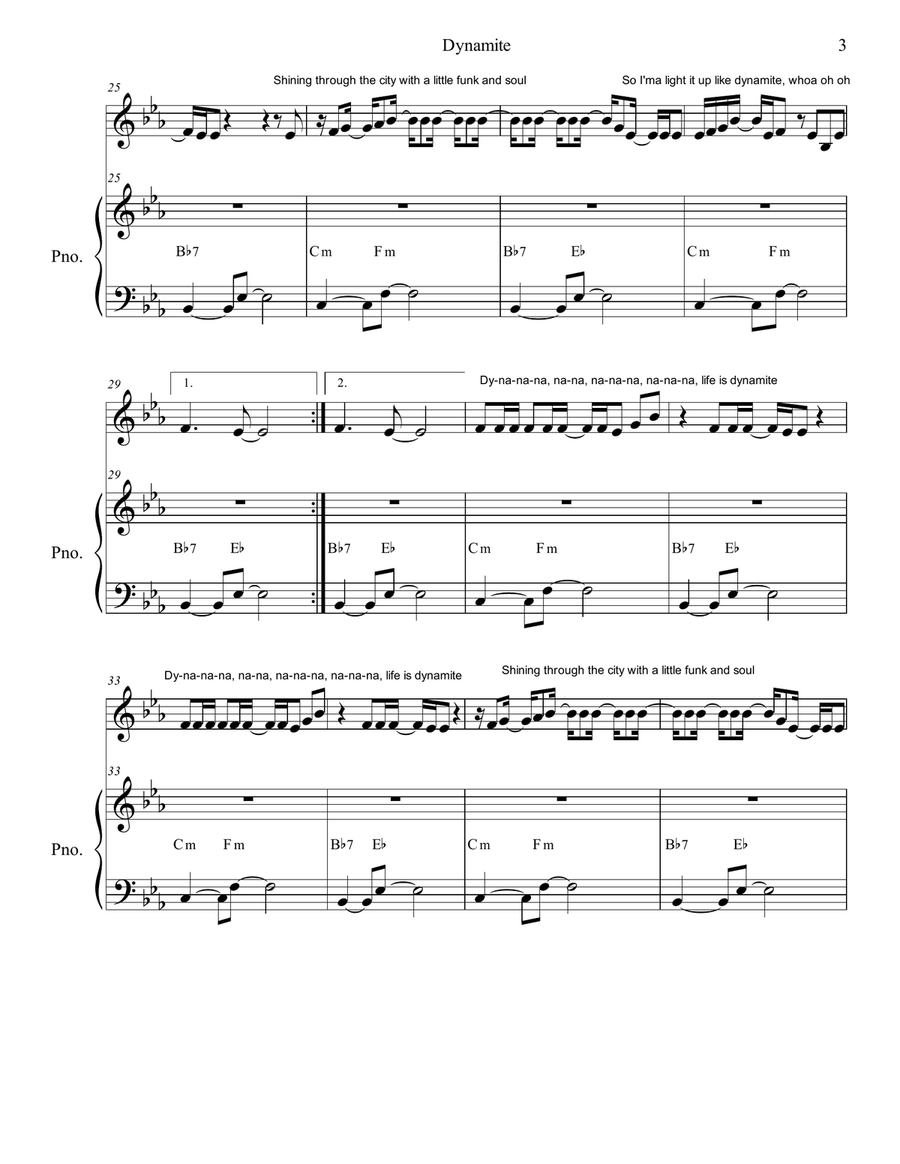 Dynamite Dynamite Piano, Vocal scores gallery preview page 3