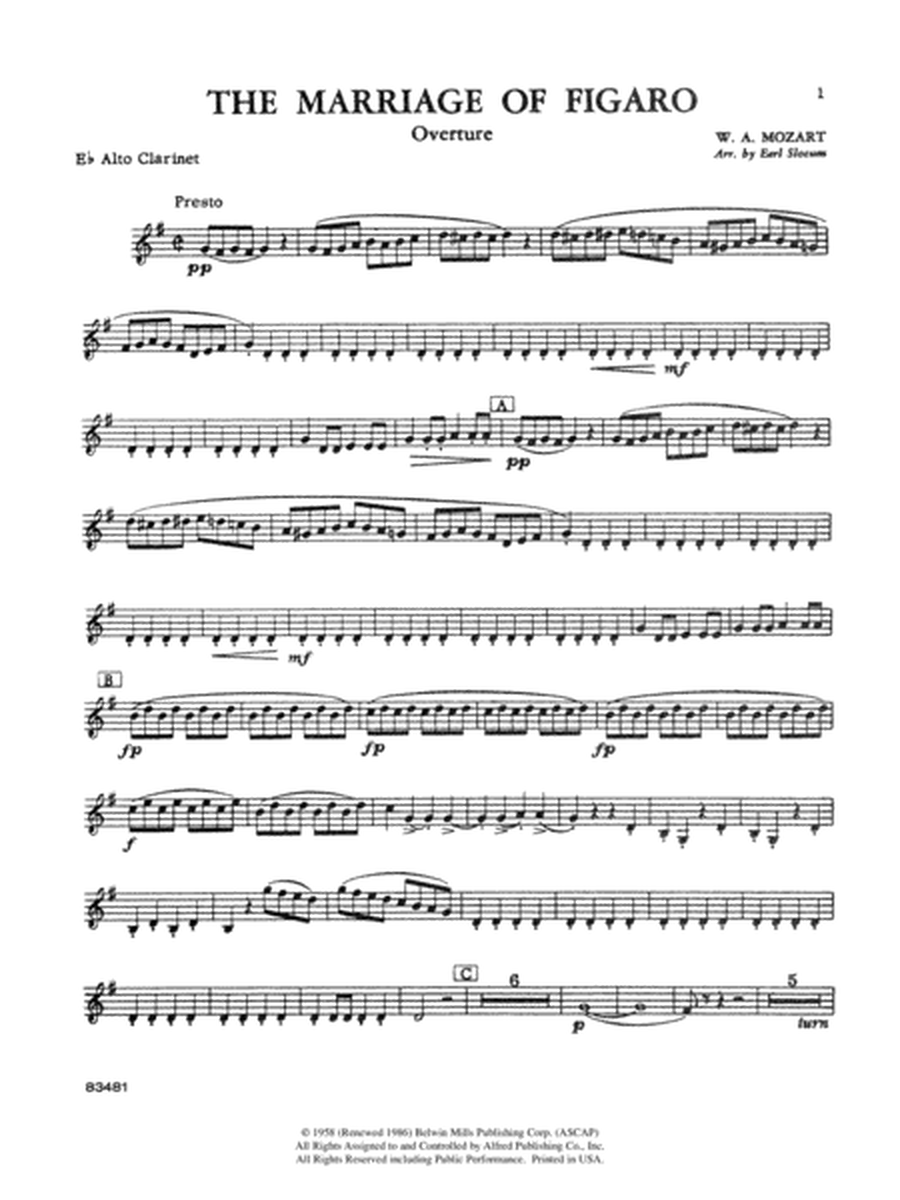 The Marriage of Figaro Overture: E-flat Alto Clarinet