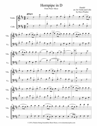 Handel's Hornpipe in D for Violin and Cello