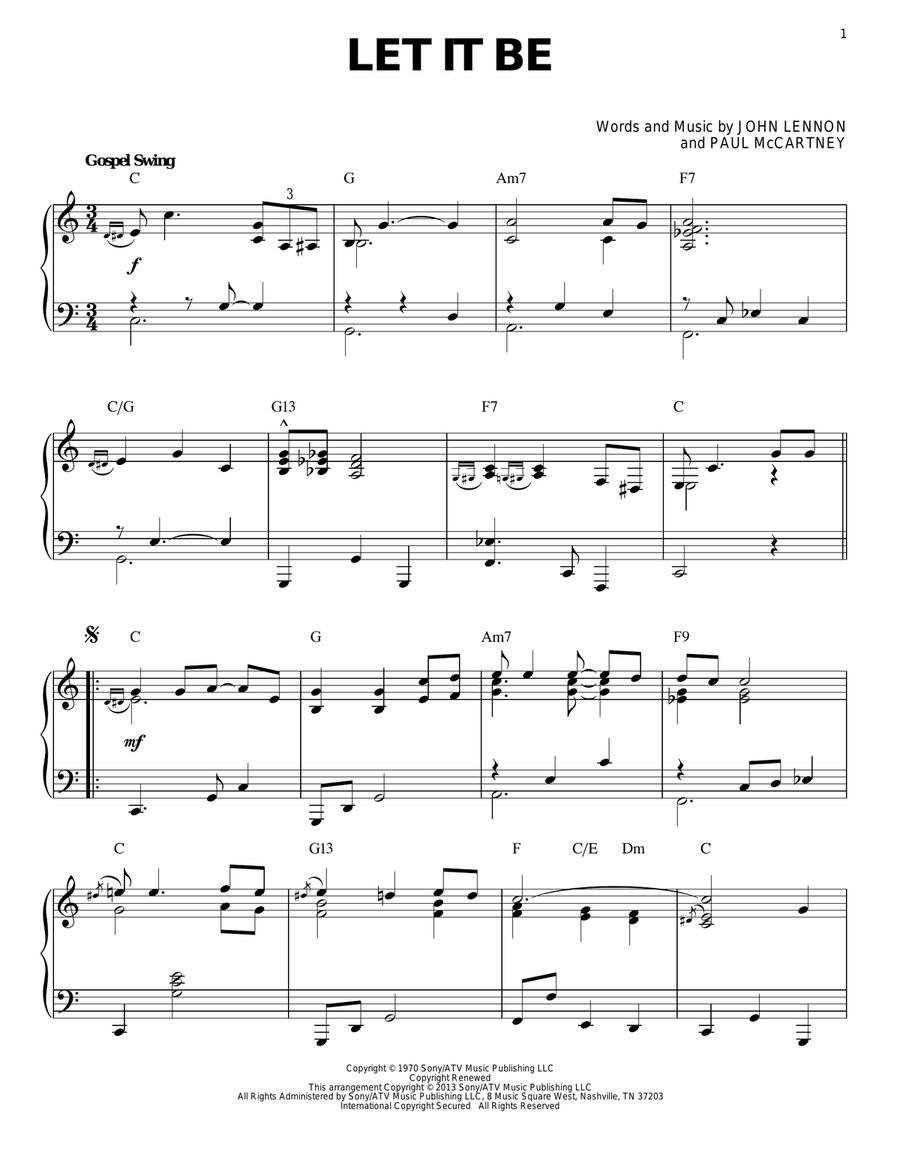 Let It Be [Jazz version] (arr. Brent Edstrom) Piano Solo scores gallery preview page 1