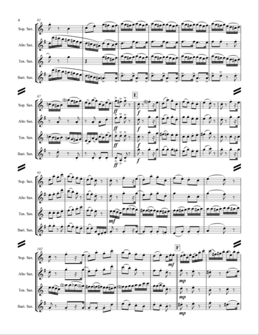 The Nutcracker Suite - 1. Ouverture miniature (for Saxophone Quartet SATB) Saxophone Quartet scores gallery preview page 5