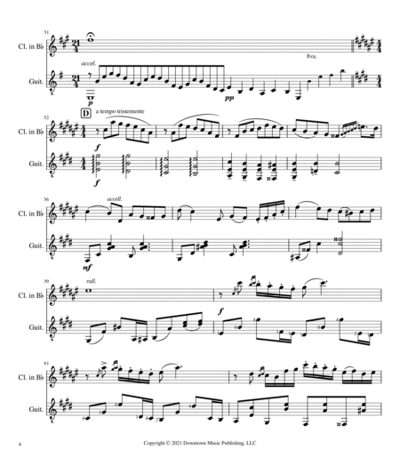 Cafe 1930 by Piazzolla for Clarinet in Bb and Guitar (Full Score and Parts) image number null
