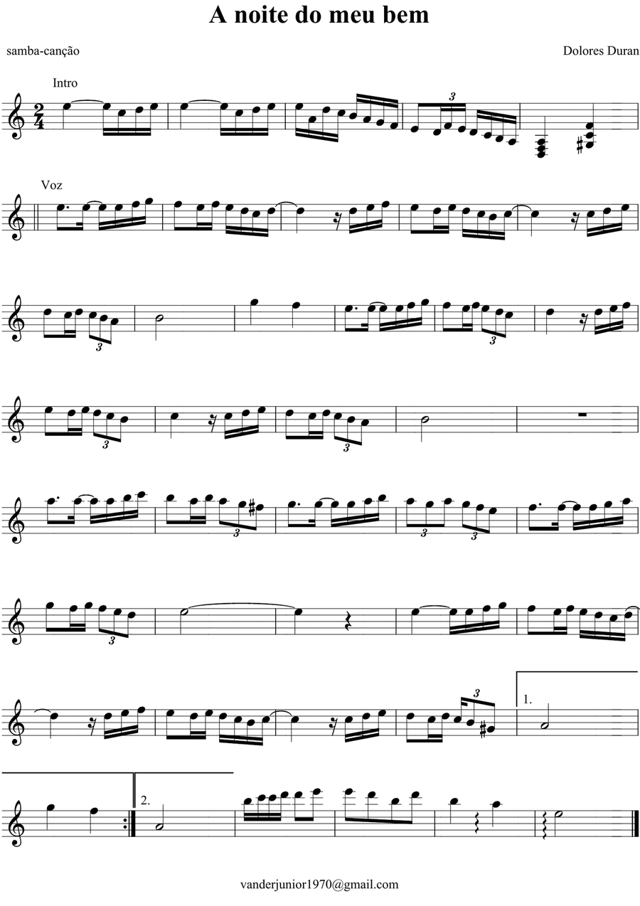A NOITE DO MEU BEM Alto Saxophone scores gallery preview page 1