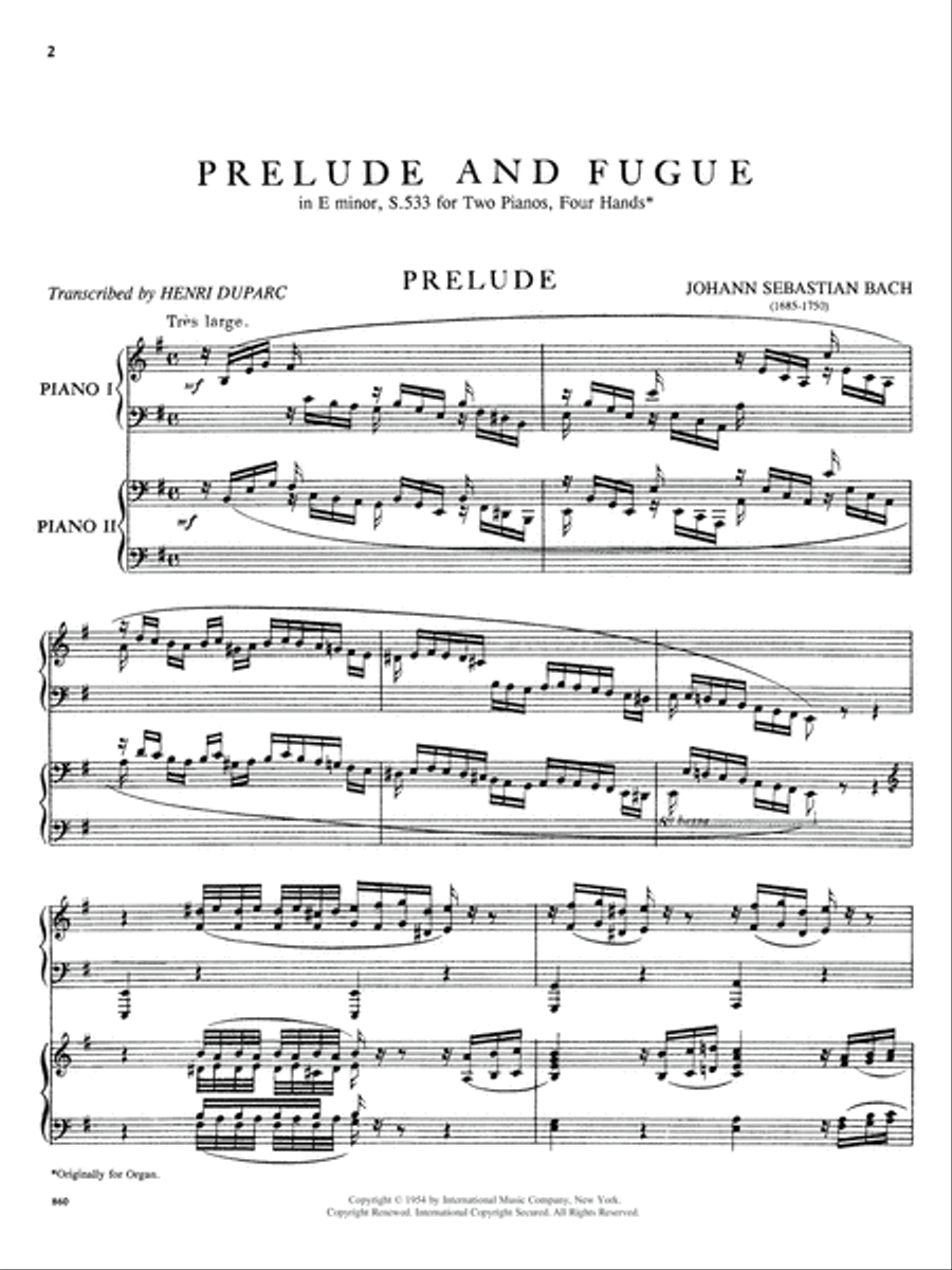 Organ Prelude & Fugue In E Minor