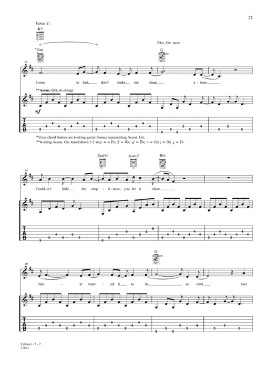 Lithium Guitar Tablature scores gallery preview page 2