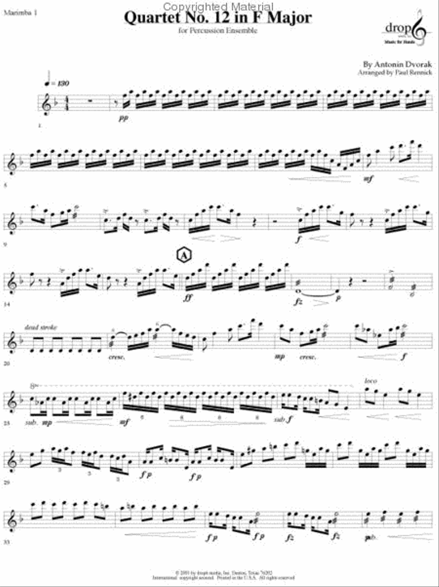 Quartet No.12 F Major Percussion Ensemble scores gallery preview page 4
