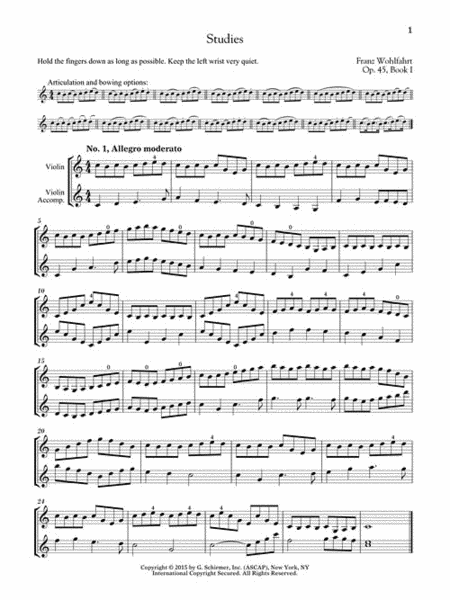 Studies, Op. 45 - Book I by Franz Wohlfahrt String Duet - Sheet Music