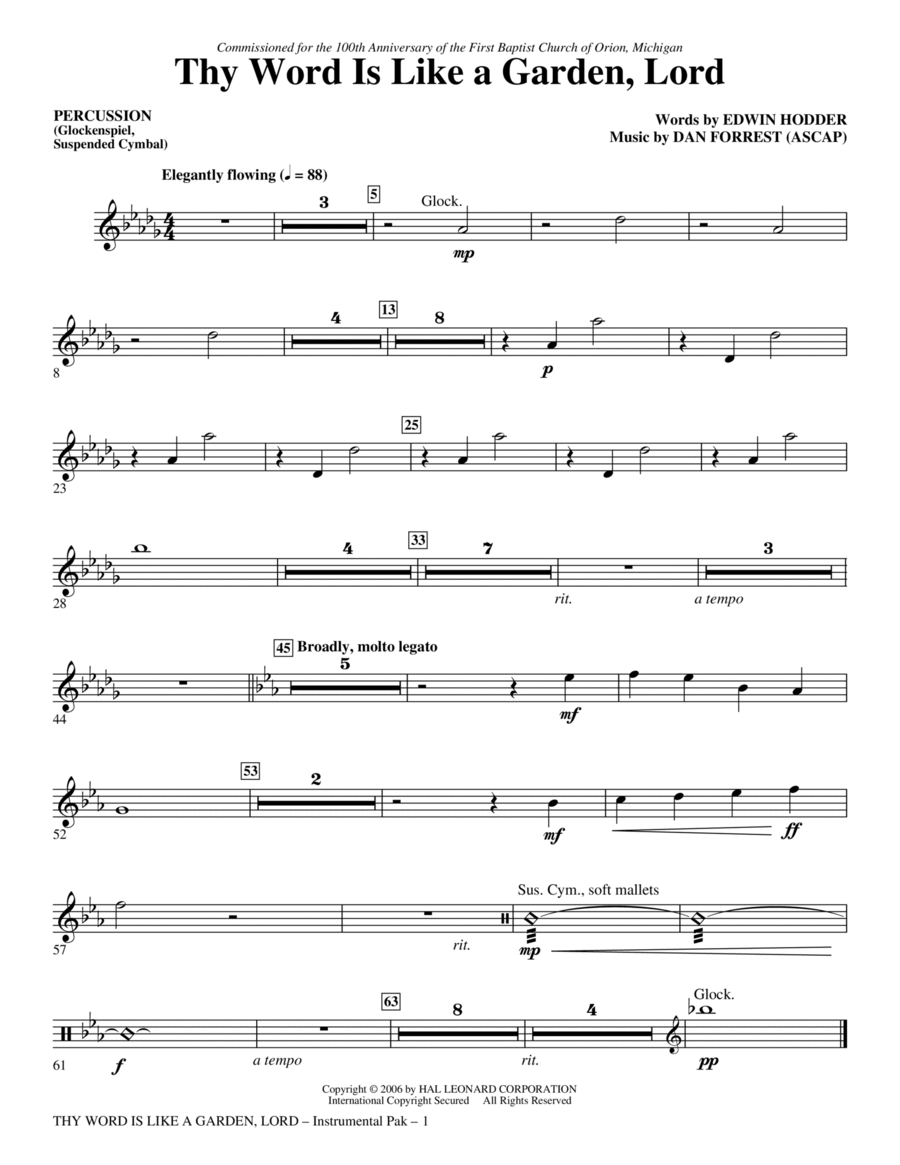 Thy Word Is Like A Garden, Lord - Percussion Choir scores gallery preview page 1