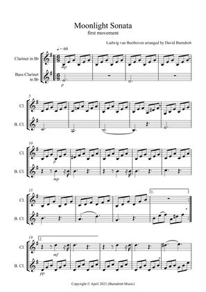 Book cover for Moonlight Sonata (1st movement) for Clarinet and Bass Clarinet Duet