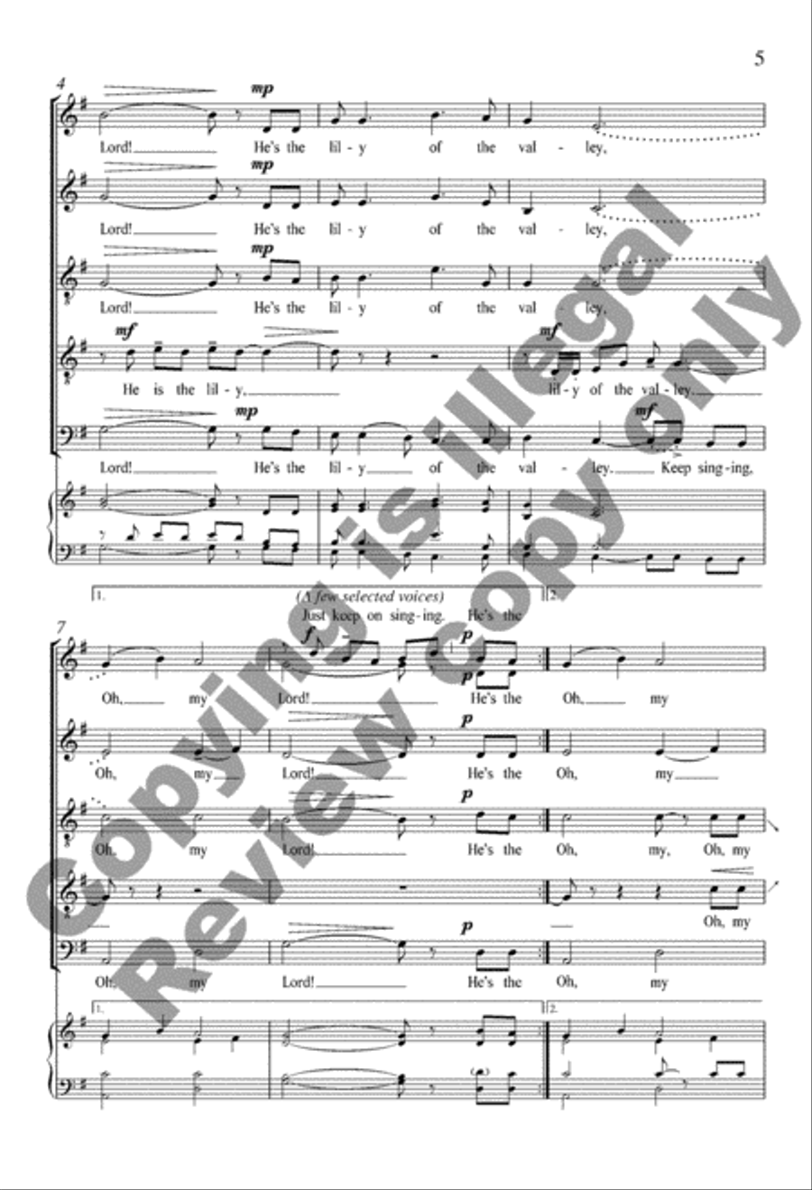 He's the Lily of the Valley Divisi scores gallery preview page 5