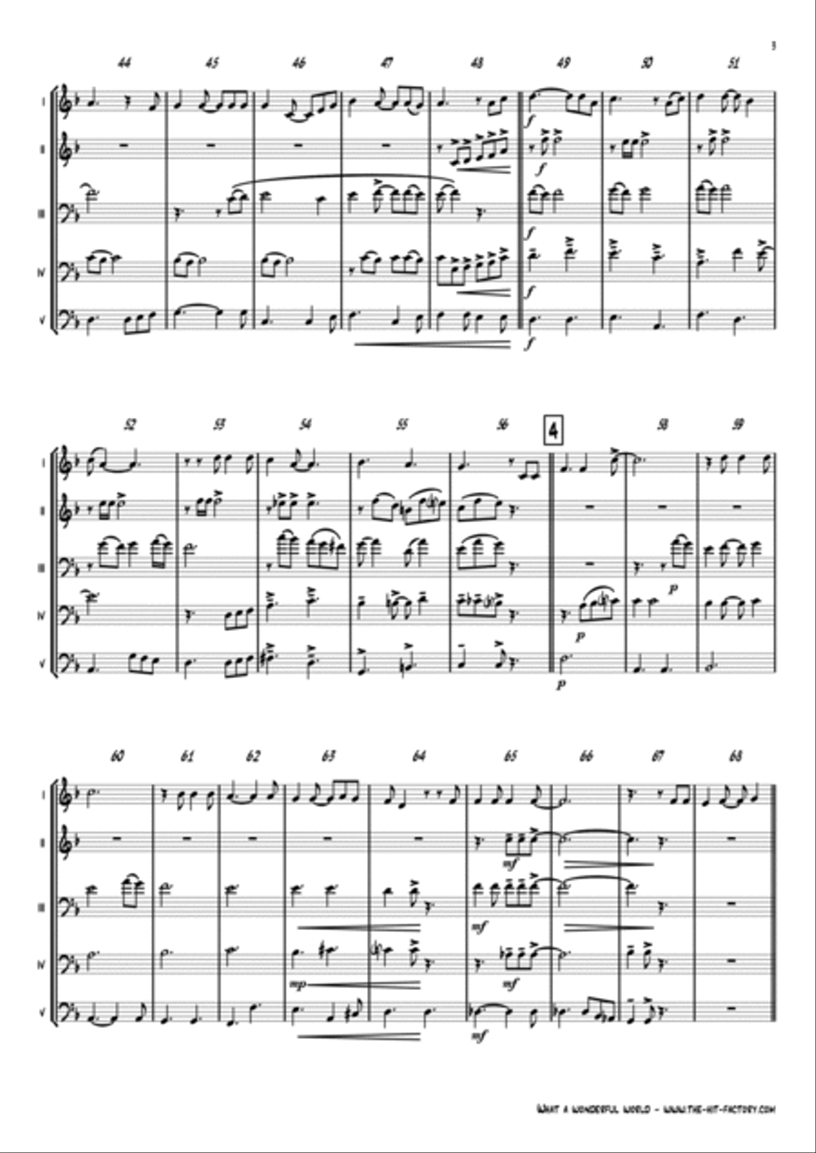 What A Wonderful World Saxophone Quintet scores gallery preview page 3