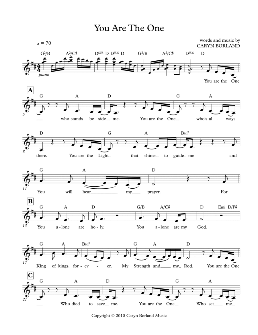 You Are The One You Are The One Piano Solo scores gallery preview page 1