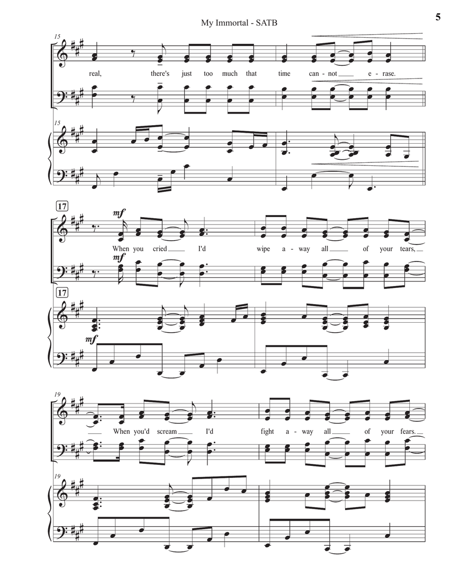 My Immortal 4-Part scores gallery preview page 5