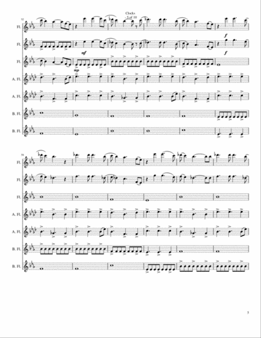 Clocks Woodwind Ensemble scores gallery preview page 5