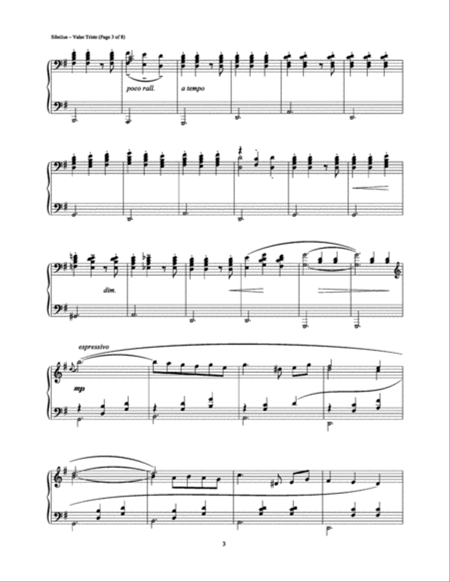 Valse Triste Piano Solo scores gallery preview page 3