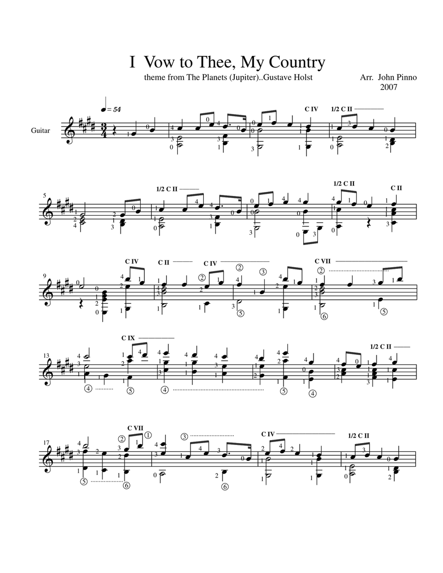 I Vow to Thee My Country (solo classical guitar) Acoustic Guitar scores gallery preview page 2