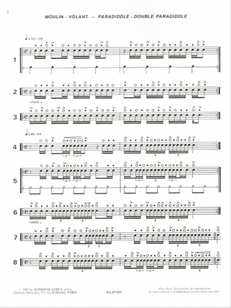 Etude Progressive De La Technique - Caisse Claire Vol.2 (percussion Solo) Percussion scores gallery preview page 2