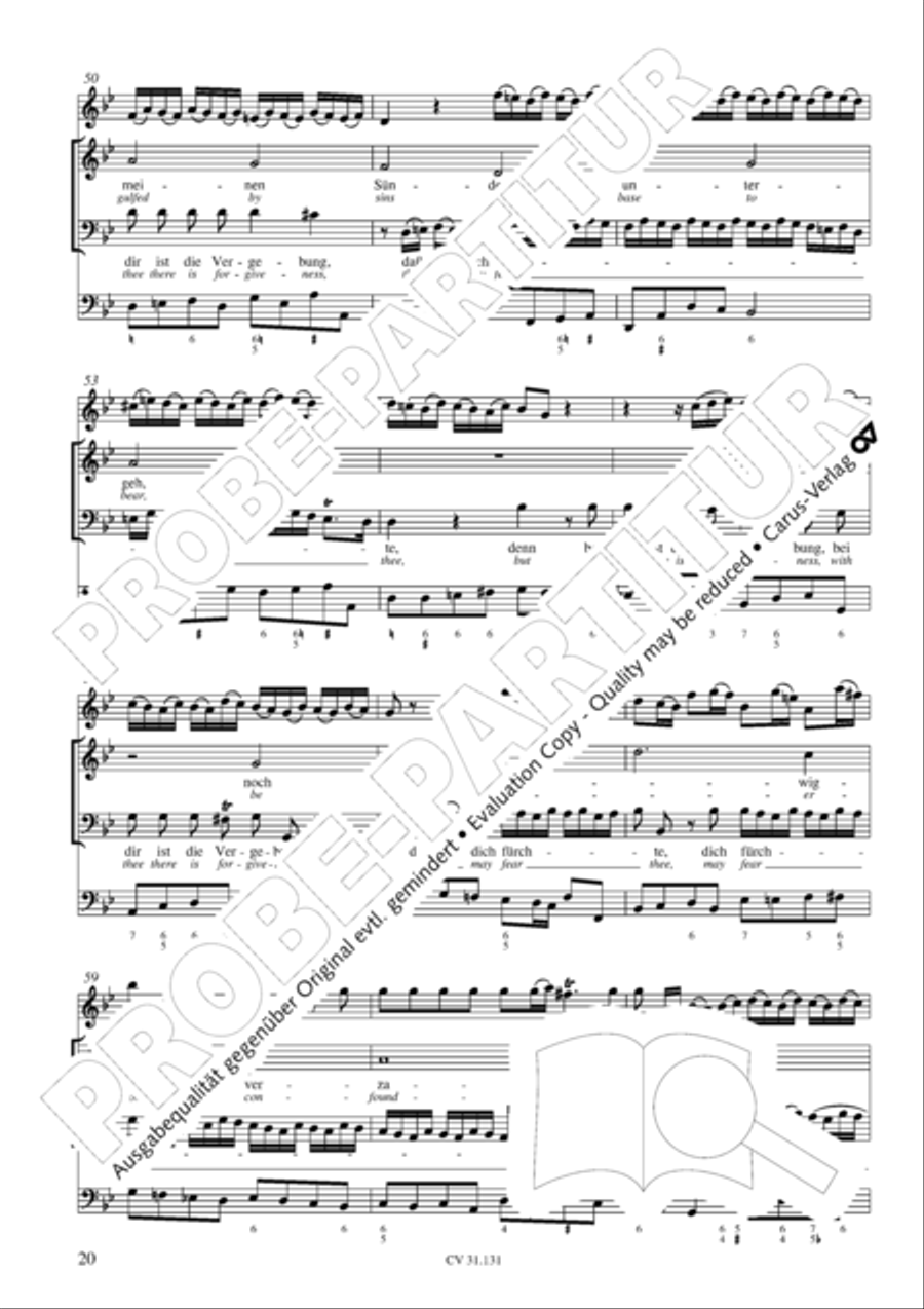 Form the deep, Lord, cried I, Lord, to Thee (Aus der Tiefe rufe ich, Herr, zu dir) 4-Part scores gallery preview page 21