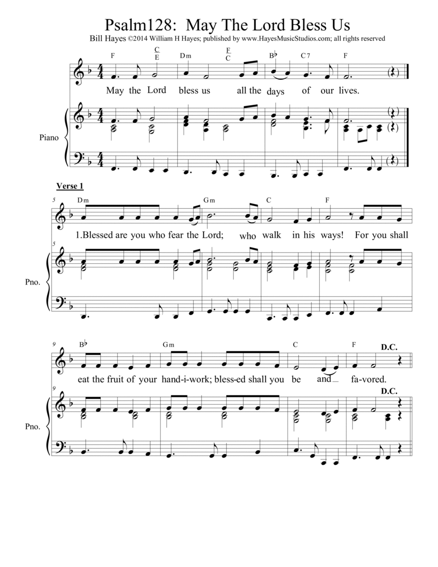 Psalm 128: May The Lord Bless Us (piano/vocal) Voice scores gallery preview page 1